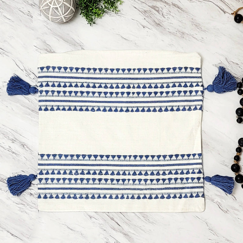 Horizontal Patterned Pillow with Tassels