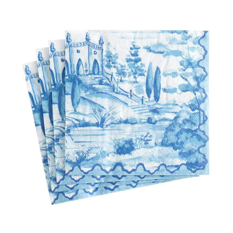 Tuscan Toile Paper Cocktail Napkins in Blue - 20 Per Package