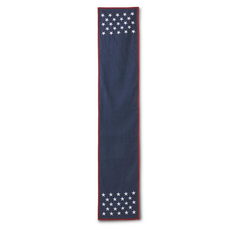 72in Denim Blue Table Runner with White Stars