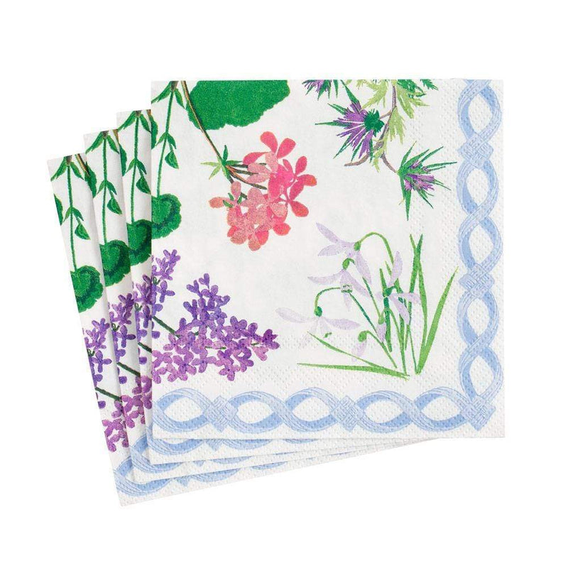 Mary Delany Flower Mosaics Paper Cocktail Napkins in White - 20 Per Package