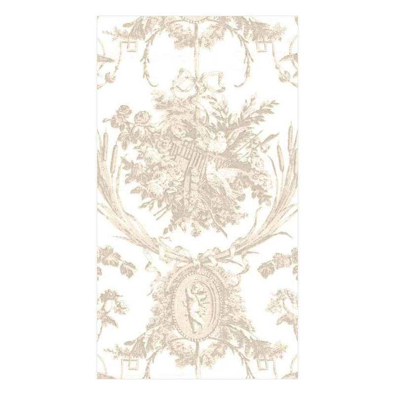 Romantic Toile Paper Linen Guest Towel Napkins in Natural - 12 Per Package