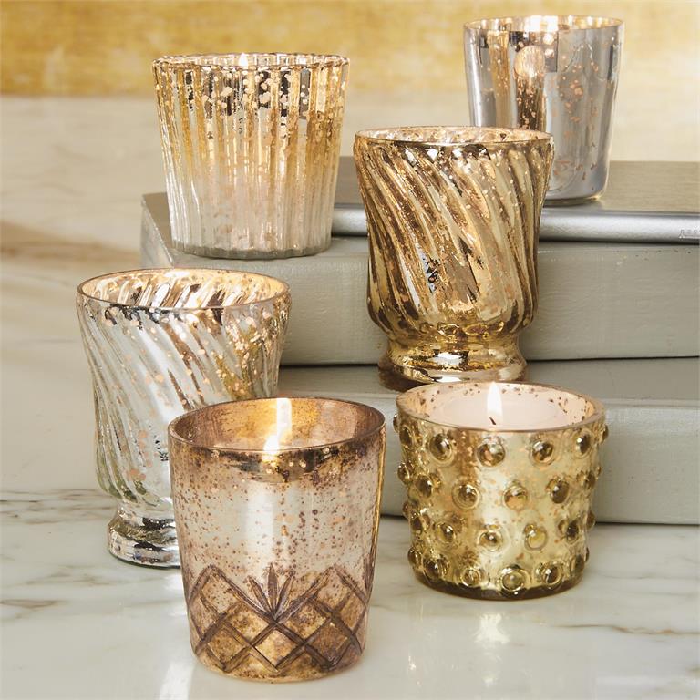 Criss Cross Gold Mercury Votive