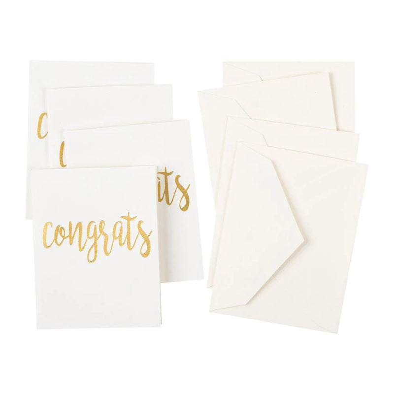 Congrats Script Gift Enclosure Cards in Gold Foil - 4 Mini Cards & 4 Envelopes