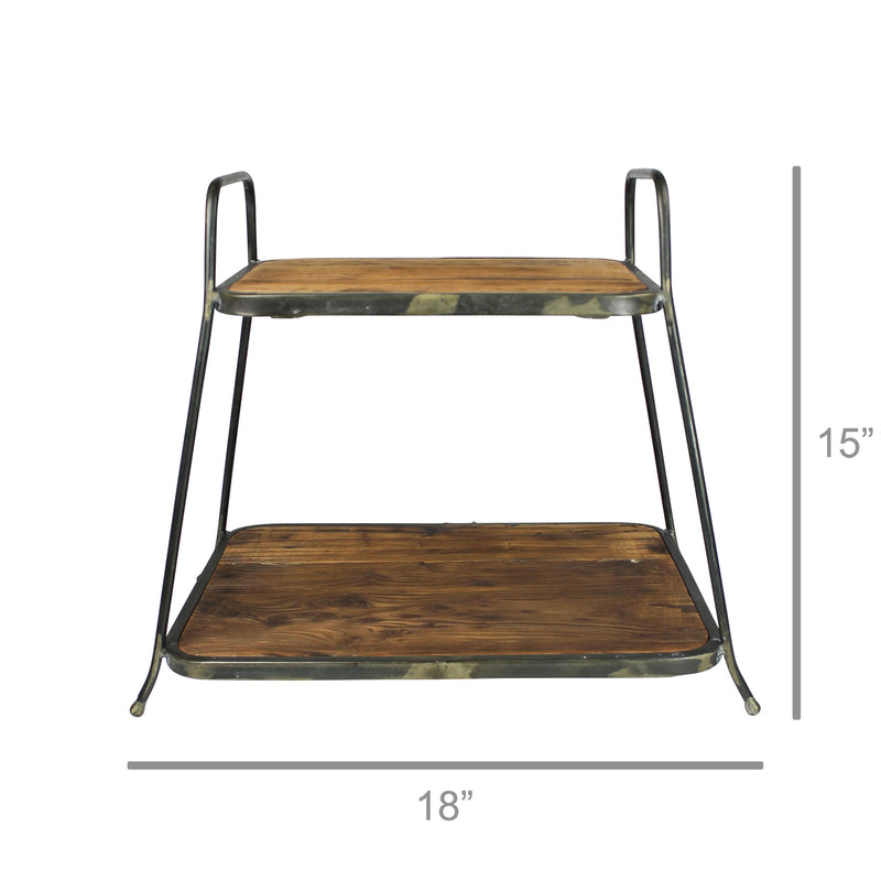 Catalina Two-Tier Stand, Wood - Rect