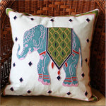 Blue Elephant Jacquard Pillow