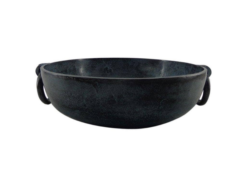 Metal Round Blacksmith Bowl with Handles - Medium