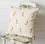 Reversible Pillow - Rabbit and Tan and Linen Check