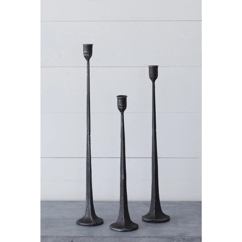 Hand Forged Metal Black Candle Holder