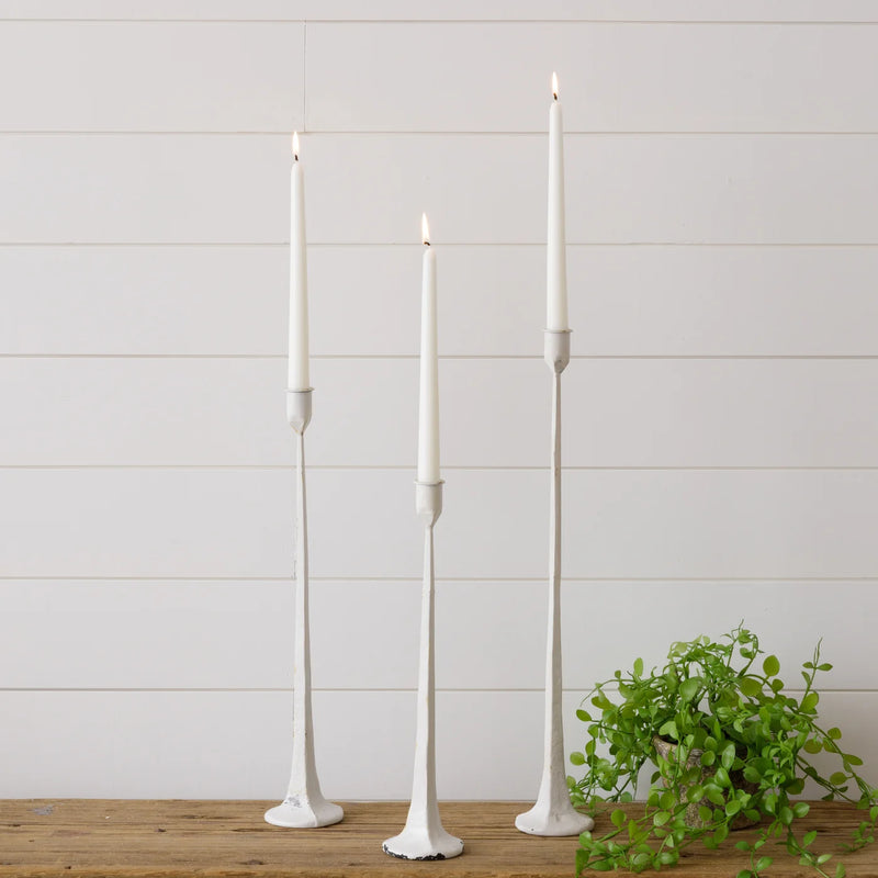 Hand Forged Metal White Candle Holder