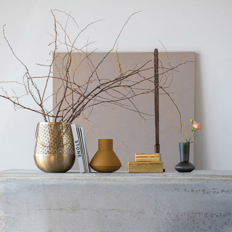 Hand-Carved Hibiscus Wood Figure on Stand