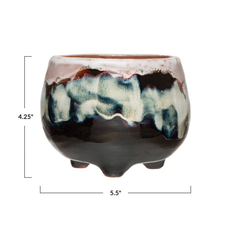 Multicolor Terracotta Planter with Reactive Glaze