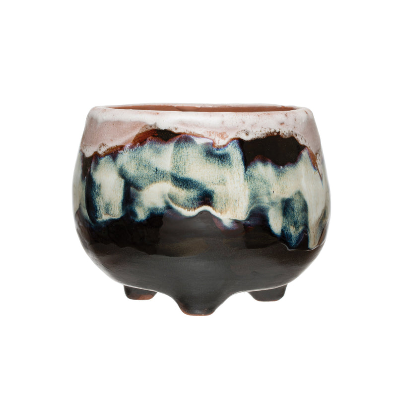 Multicolor Terracotta Planter with Reactive Glaze