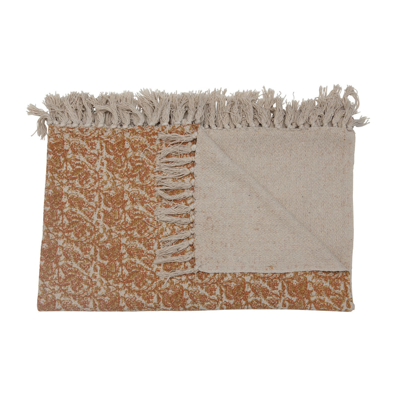 Woven Recycled Cotton Blend Throw With Fringe