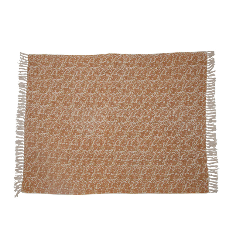 Woven Recycled Cotton Blend Throw With Fringe