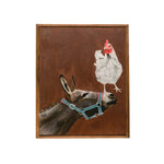 Framed Canvas Wall Decor with Donkey and Chicken