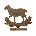 Distressed Embossed Sheep on Wood Base