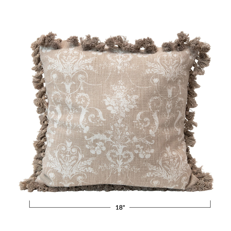 Pillow with Damask Pattern and Tassels