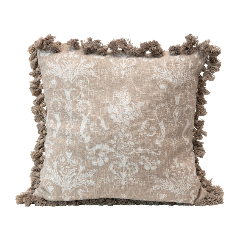 Pillow with Damask Pattern and Tassels