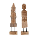 Hand-Carved Teakwood Figure on Stand