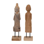 Hand-Carved Teakwood Figure on Stand