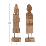 Hand-Carved Teakwood Figure on Stand