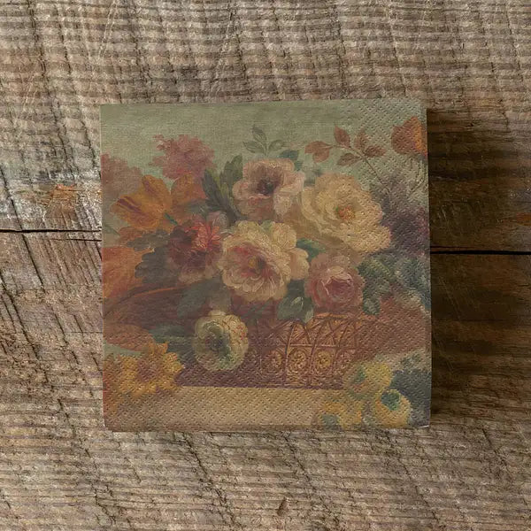 Antique Floral Beverage Napkin