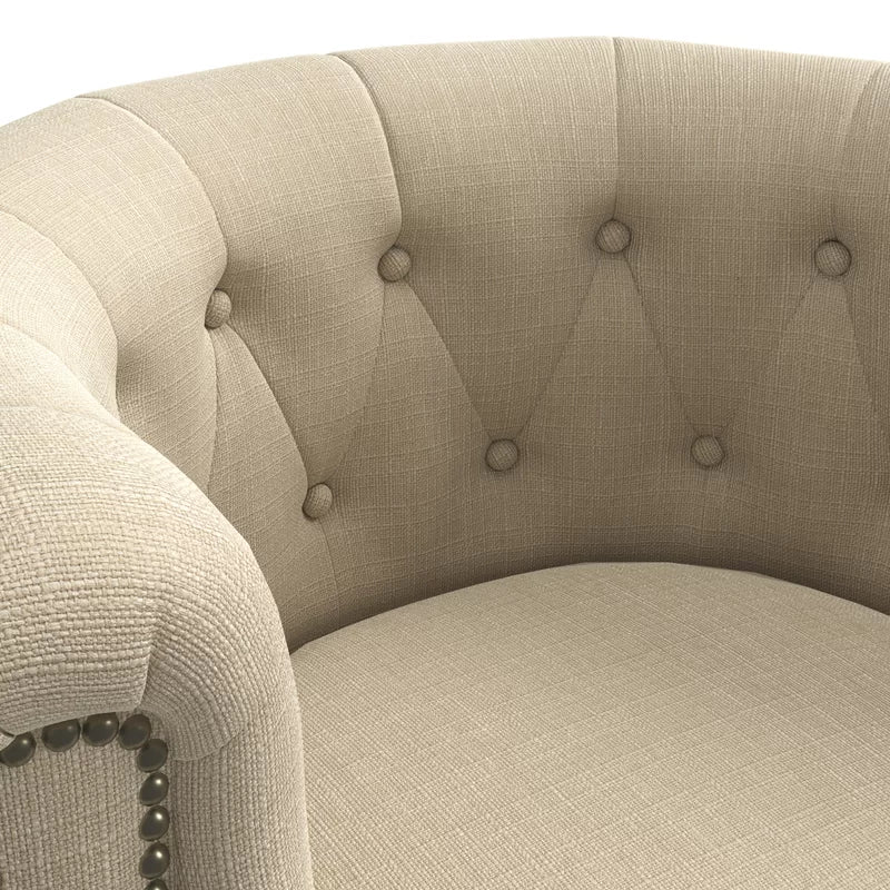 34" Wide Tufted Chesterfield Chair - Creamy Oatmeal