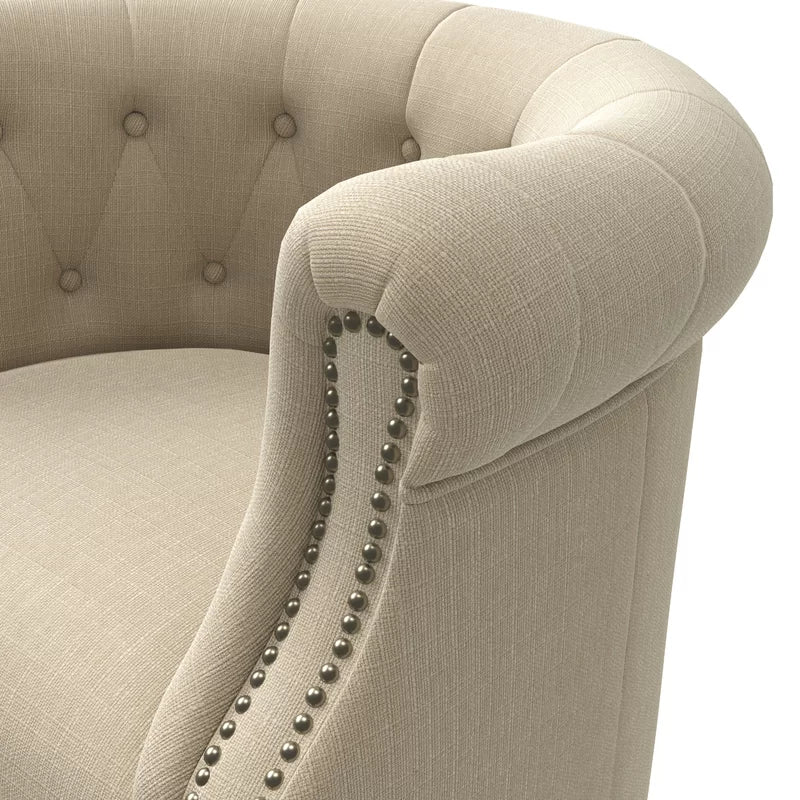 34" Wide Tufted Chesterfield Chair - Creamy Oatmeal