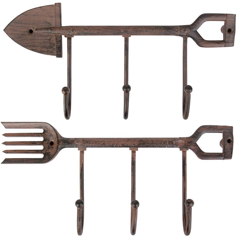 Shovel/Fork 3 Hook Hanger – Cast Iron Antique Brown