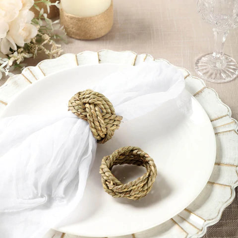 Rustic Burlap Napkin Ring - Natural