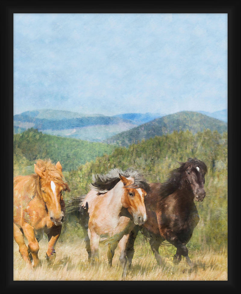 3 Paint Horses 20'' x 18'' Framed Wall Art