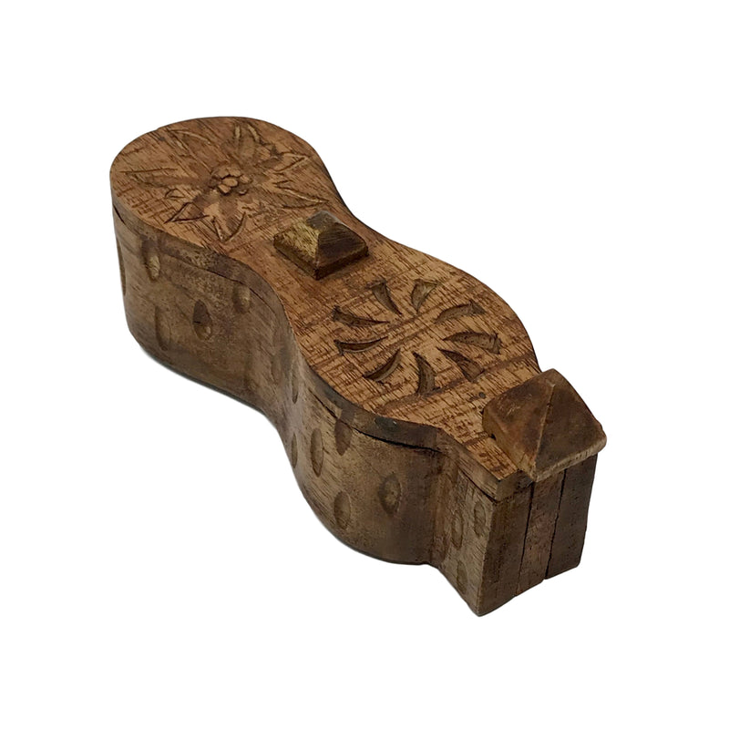 Hand-Carved Wood Swivel Top Divided Spice Box