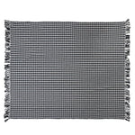 Woven Recycled Cotton Blend Throw w/ Fringe Black Gingham