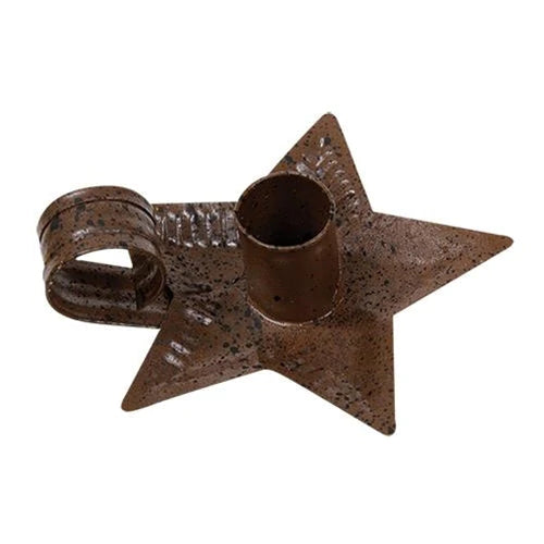 Rust & Black Finish Star Candle Clip
