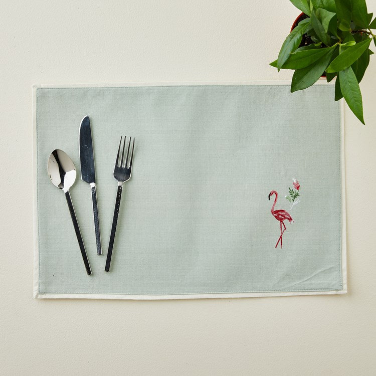 Flamingo Placemat Embroidered