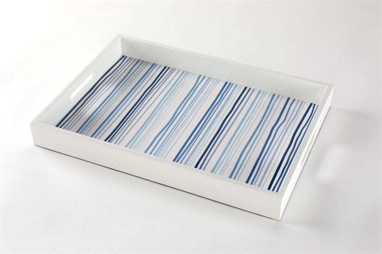 Watercolor Stripe Blue Serving Tray